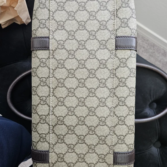 Gucci Beige/Brown Canvas Tote 15x9in - Picture 9 of 16